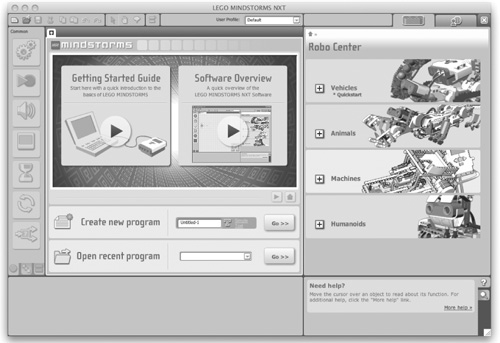 Mindstorms NXT 2.0 on Mac OS X looks, feels, and operates very much the same as it does on Microsoft Windows.