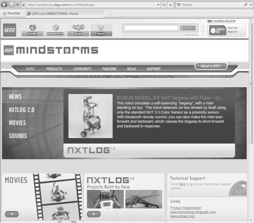 The Lego Mindstorms web site is the focal point of all activity within the user community.