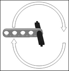 Circular holes allow axles free movement.
