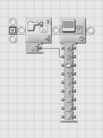 An example of two programming blocks connected via a data wire.