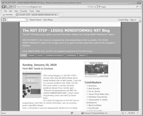 This blog facilitates an ongoing global conversation for Lego Mindstorms NXT enthusiasts.