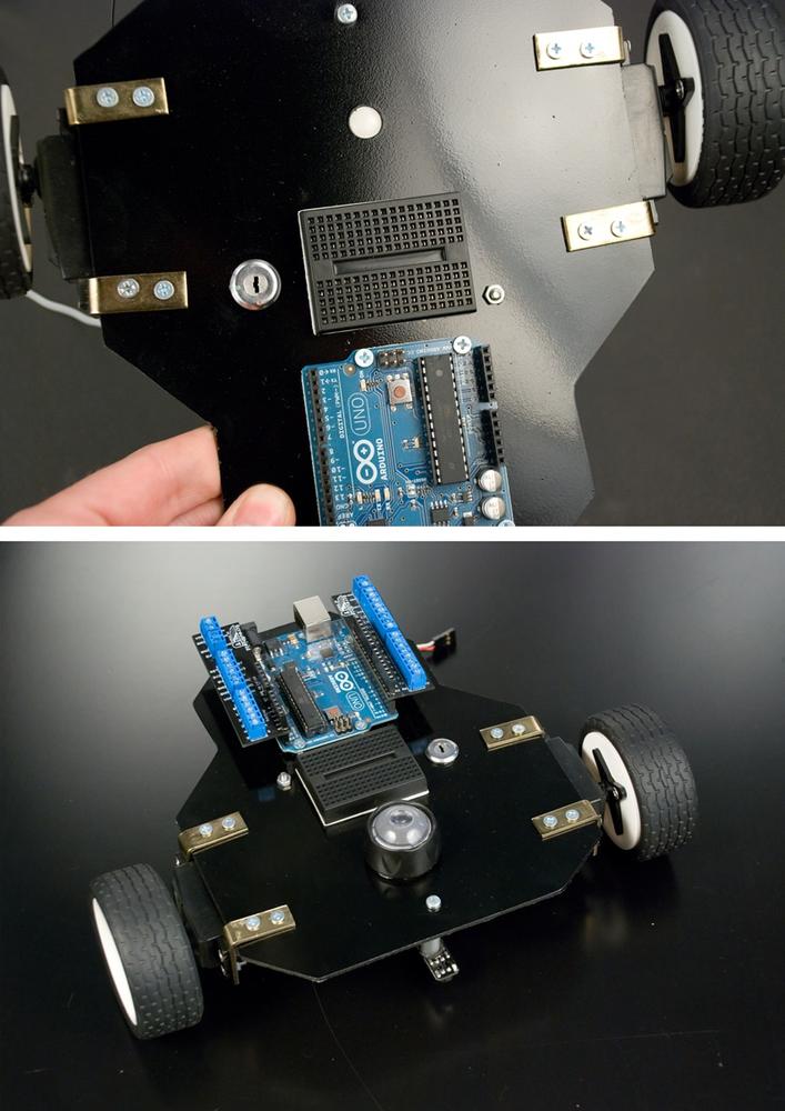 Solderless breadboard in place; the mind-controlled robot is ready to be programmed