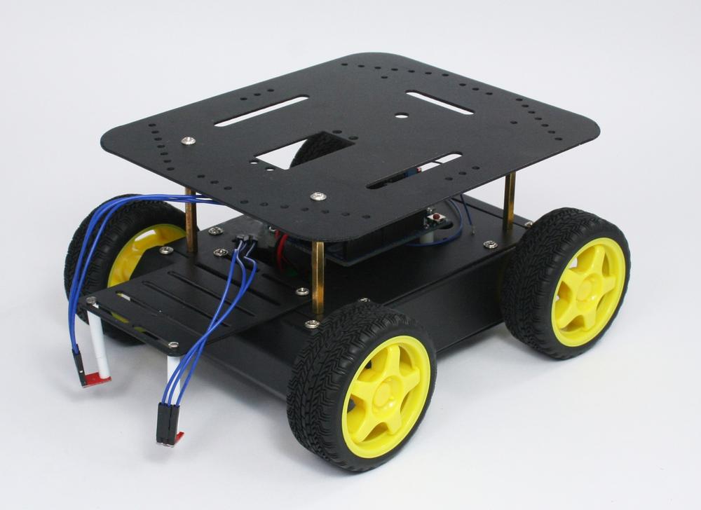 The assembled four wheeled robot chassis