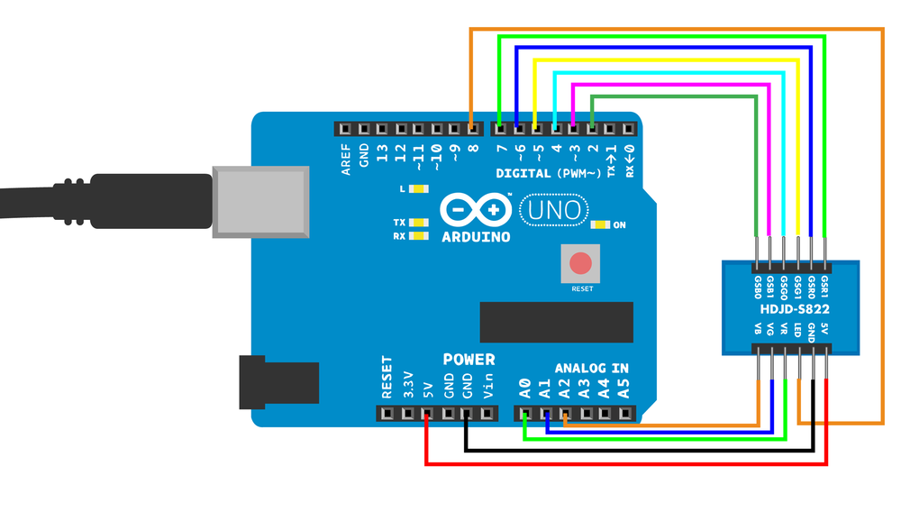 Color sensor circuit for Arduino