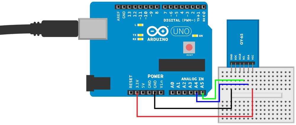 GY65 atmospheric pressure sensor connected to Arduino