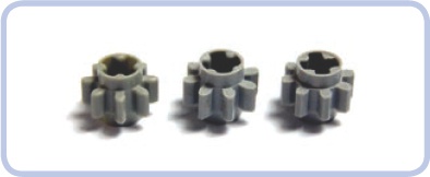 Three variants of the 8-tooth gear, from left to right: the initial one, the middle one, and the reinforced one