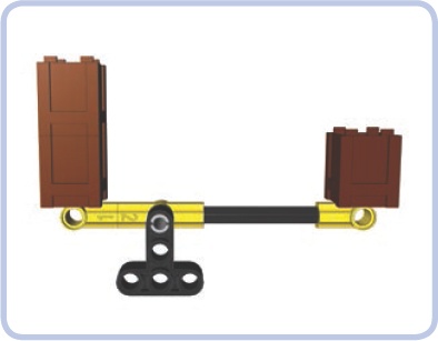 This lever has a mechanical advantage of 2.33, meaning that one of its arms is 2.33 times as long as the other one. Therefore, any load put on the longer arm can balance a 2.33 times heavier load on the shorter arm.