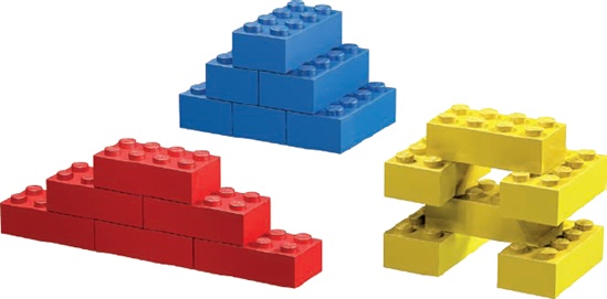 You can combine six 2×4 bricks in many ways.