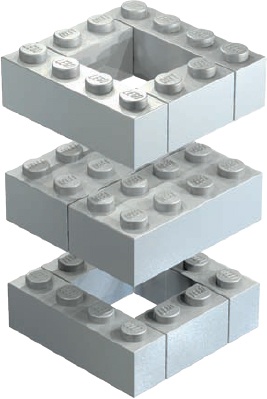 An “exploded” view of the hybrid column design shows the orientation of the different layers.