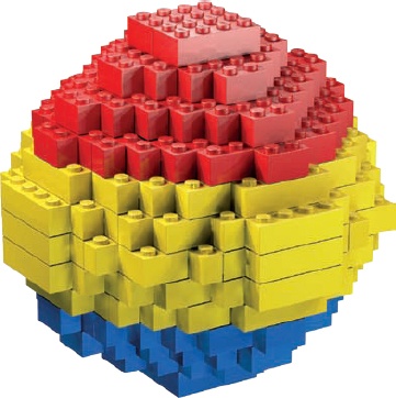 The goal: This simple sphere contains only 220 bricks, but you can use the same basic technique to make much larger ones.