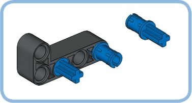 The blue axle pin with friction connects a round hole to a cross hole.