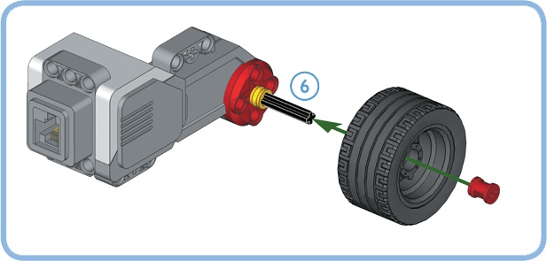 You can connect wheels directly to the Large Motor using a 6M axle, a half bush to create some space between the motor and the wheel, and a regular bush to prevent the wheel from sliding off the axle.