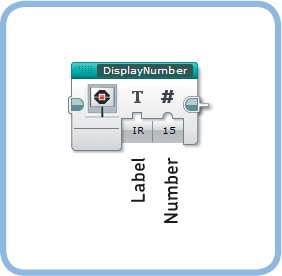 The DisplayNumber My Block. In this configuration, it displays IR: 15.