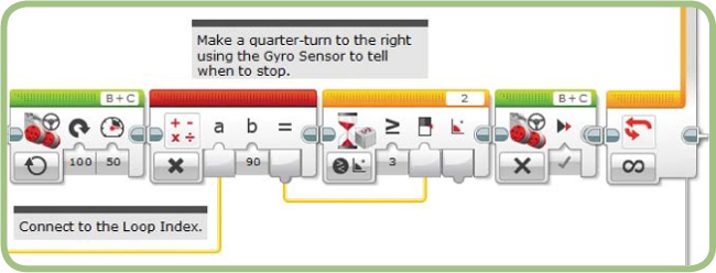 Turning with the help of the Gyro Sensor