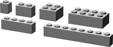 An assortment of standard bricks