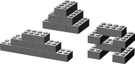 You can combine six 2x4 bricks in many ways.
