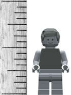 How does a minifig measure up? In our world he’s only an inch and a half. In his world he’s six feet tall.
