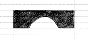 Parts with complex shapes, such as the arch shown here, can also be easily drawn on the Design Grids.