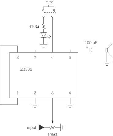 The circuit diagram for the Dirt-Cheap Amp