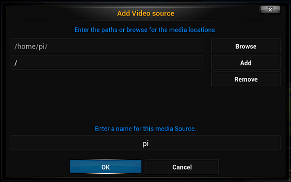 Adding sources in XBMC
