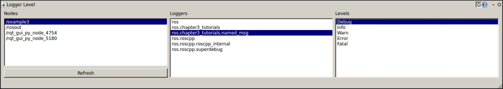 Using rqt_console and rqt_logger_level to modify the debugging level on the fly