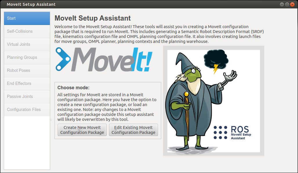 Generating a MoveIt! package with the setup assistant