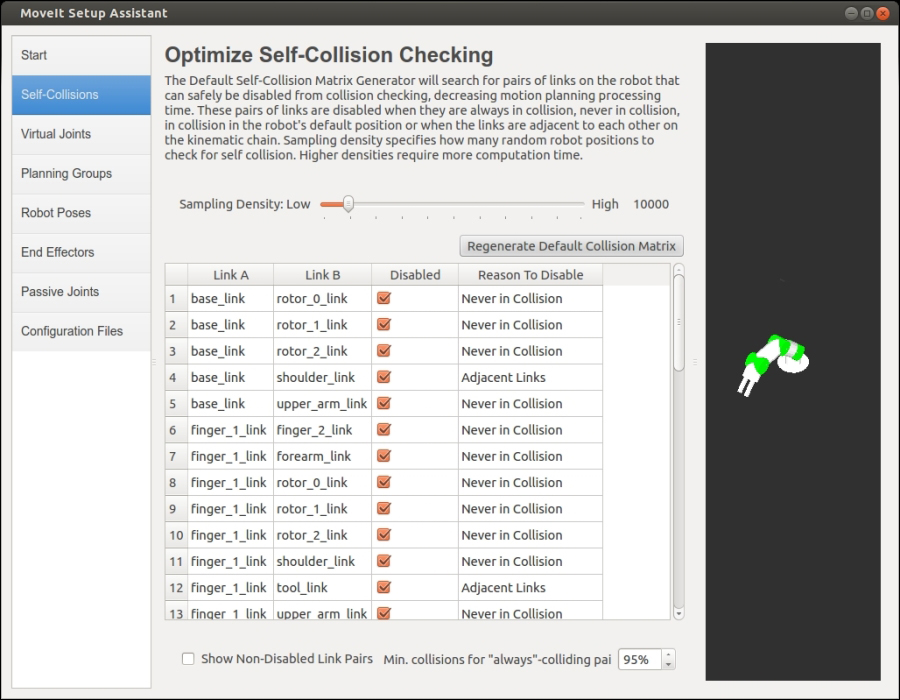 Generating a MoveIt! package with the setup assistant