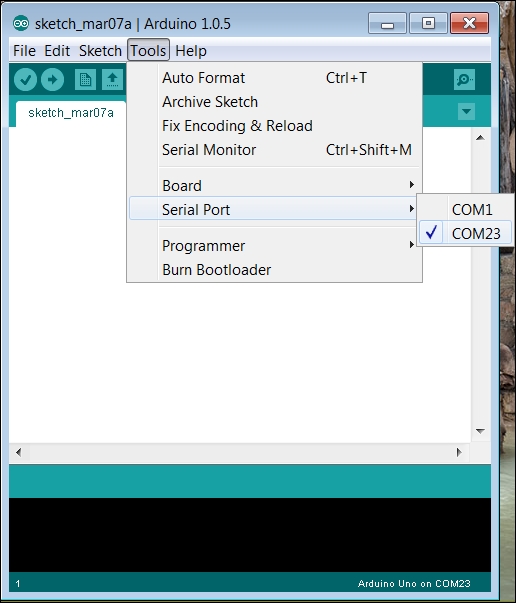 Selecting the proper COM port