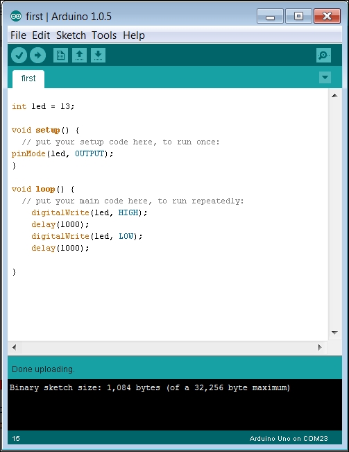 The Arduino IDE and LED code