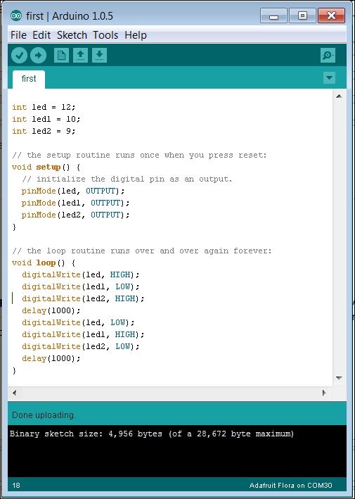 The Arduino IDE and LED code