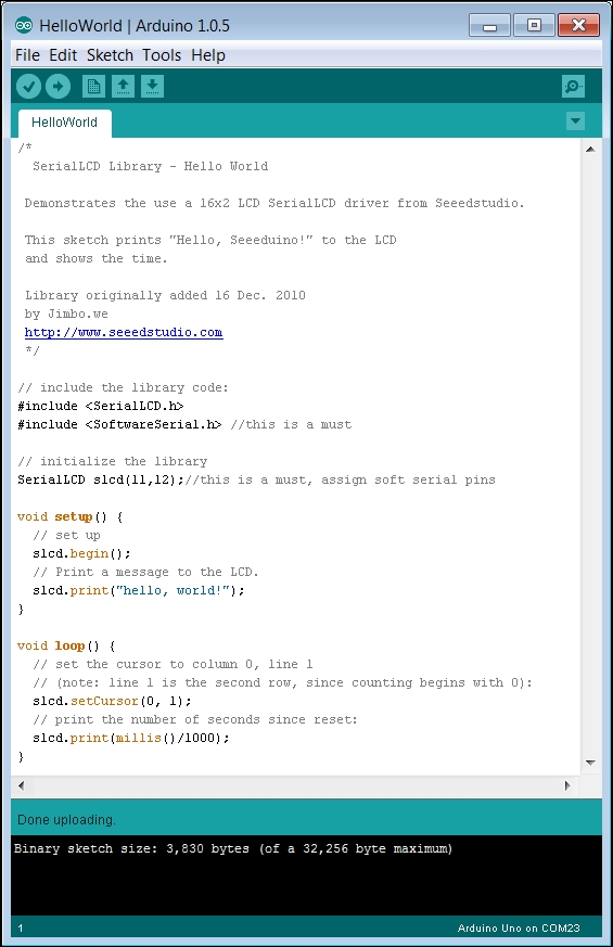 Enabling the serial display in the IDE