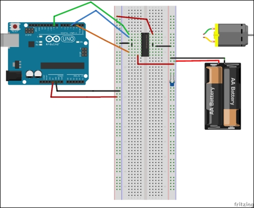 Connecting a DC motor using an H-bridge and Arduino