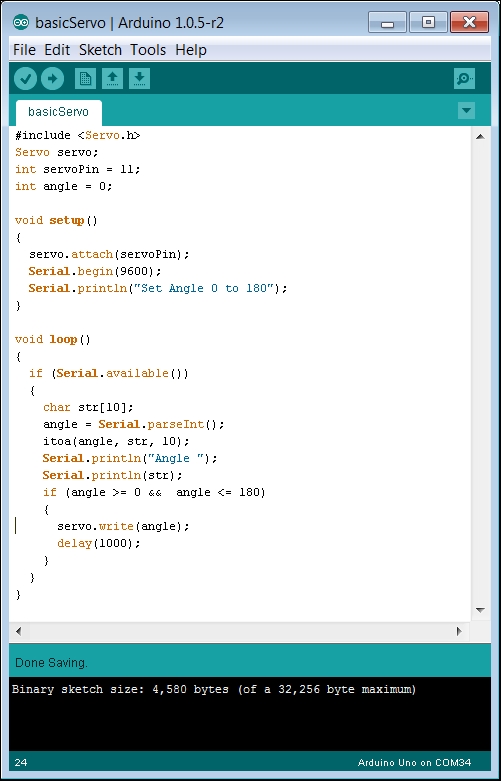 Controlling the servos with a program