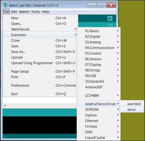 Controlling the servo motor shield with a program