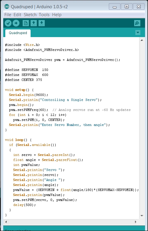 Controlling the servo motor shield with a program