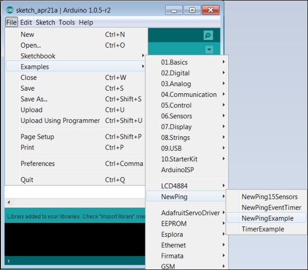 Accessing the sonar sensor from the Arduino IDE