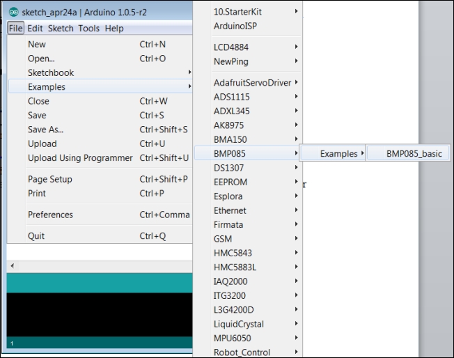 Accessing the altimeter/pressure sensor from the Arduino IDE