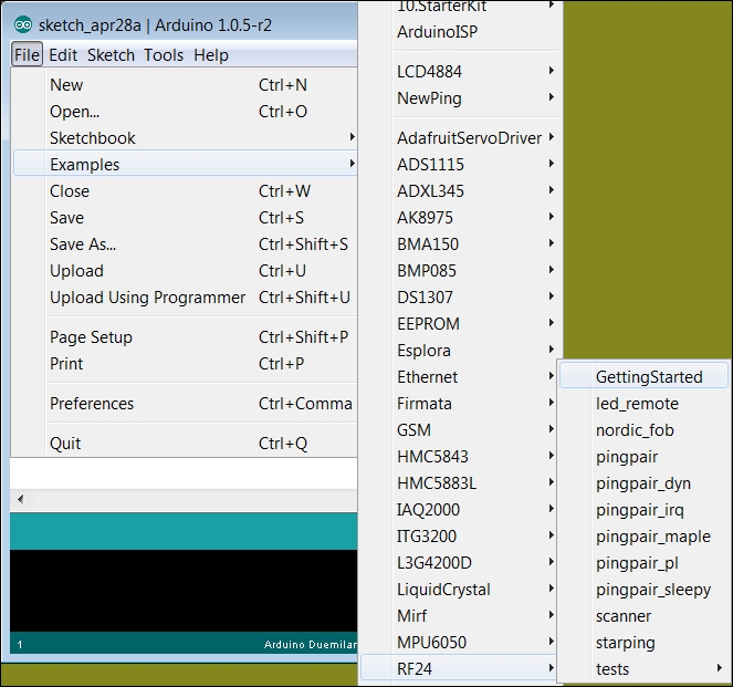 Enabling a simple RF interface in the Arduino IDE