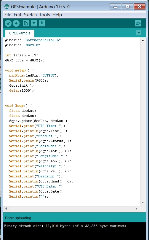 Accessing the GPS shield from the Arduino IDE