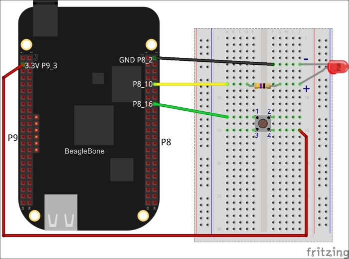 Push button LED circuit setup