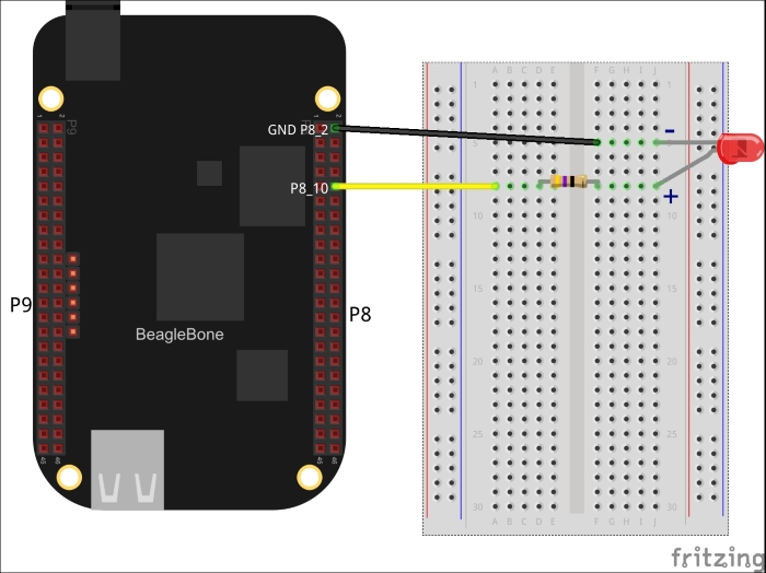 Blinking external LED circuit setup