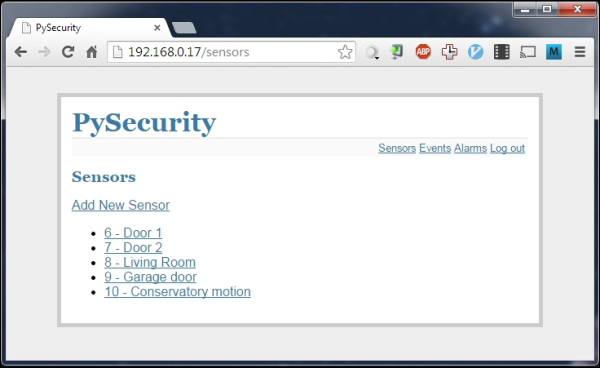 Configuring sensors and alarms