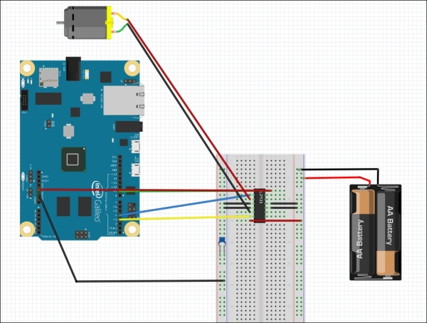 Connecting a DC motor using an H-bridge and the Galileo