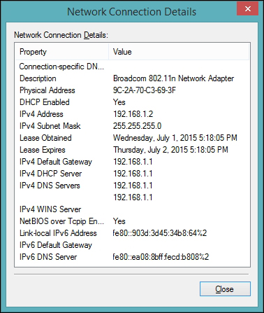 Assigning a static IP address