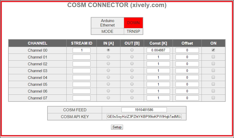 Configuring the NearBus connected device for Xively