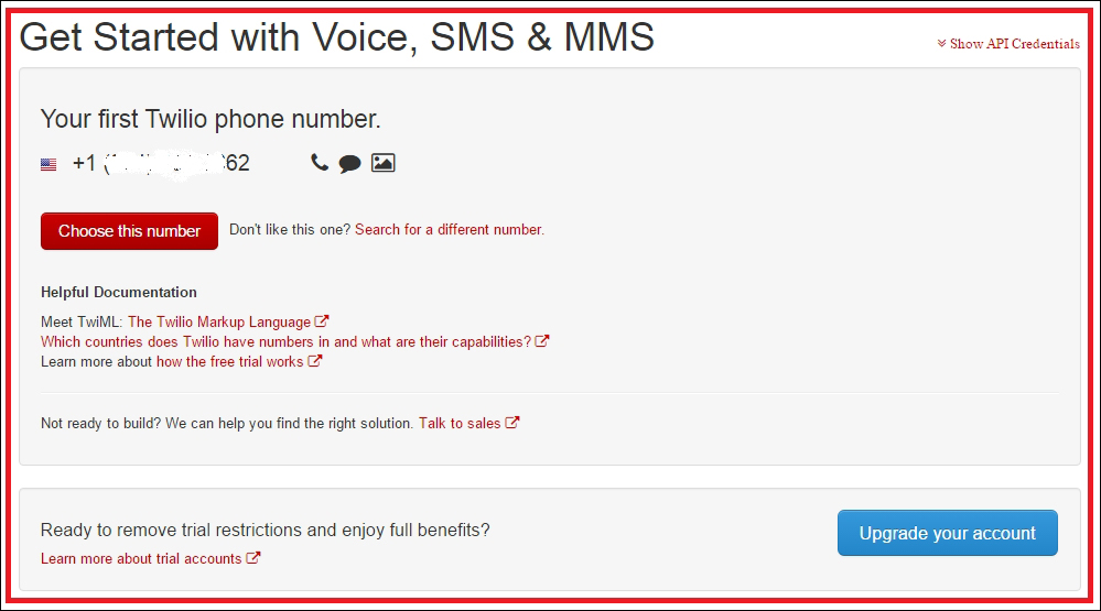 Get your Twilio number