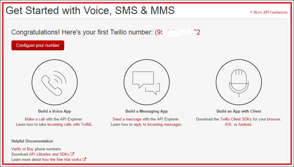 Get your Twilio number