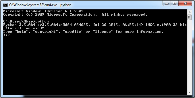 Opening the Python interpreter