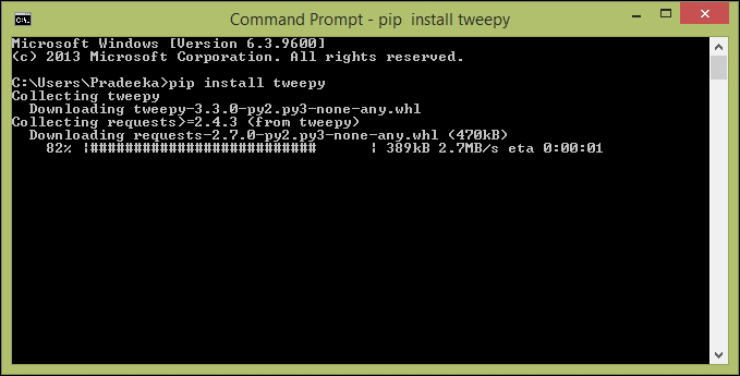 Installing the Tweepy library