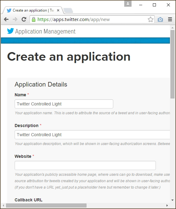 Creating a Twitter app and obtaining API keys